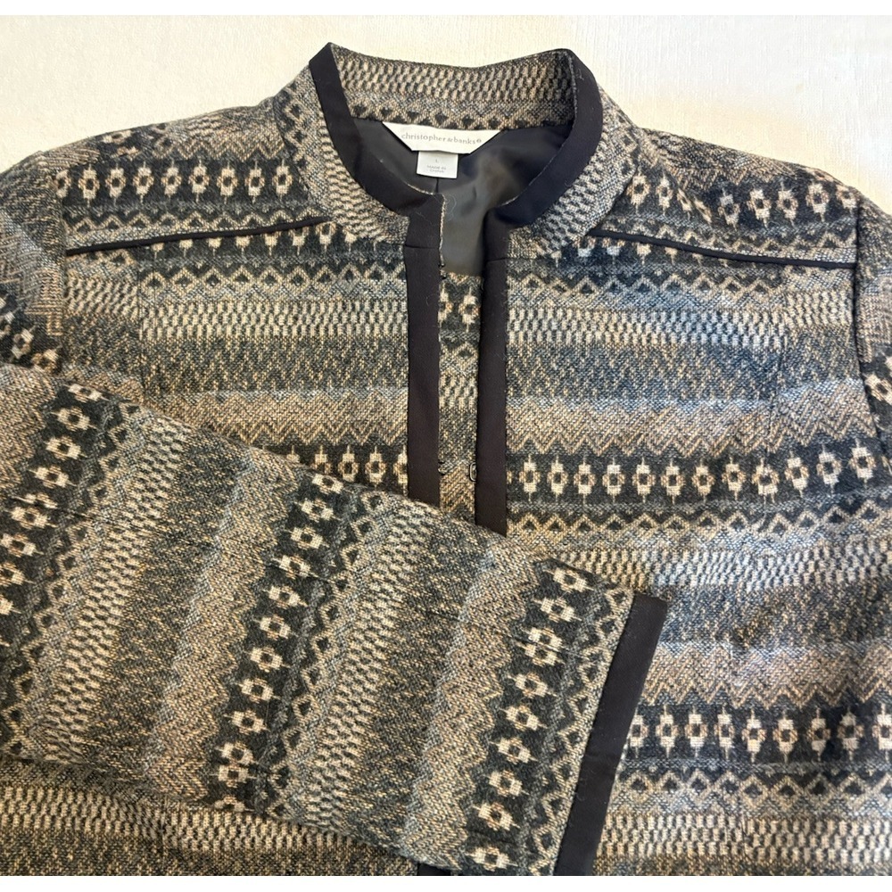 Christopher Banks Wool Blend Fair‎ Isle Pullover Lined Sweater Womens Large